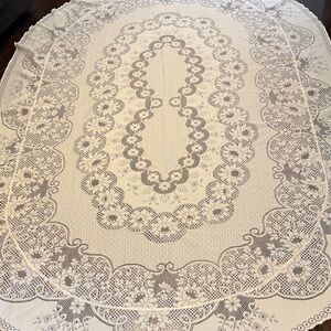 Vintage Large Oval Tablecloth